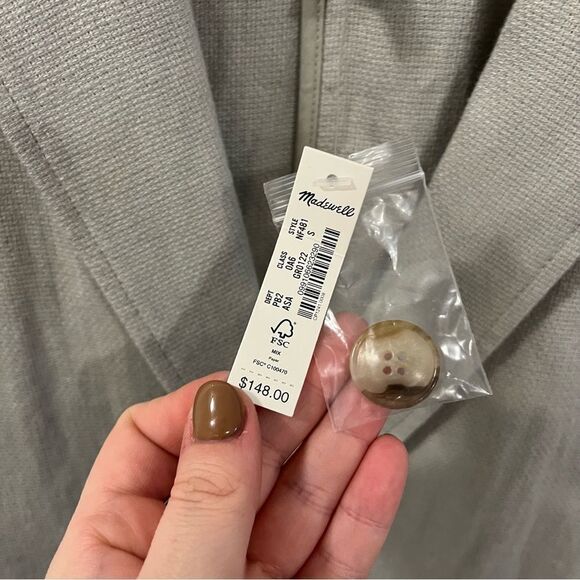 Madewell Breezewoven Larsen Blazer NEW Small Green Linen Blend - Picture 9 of 13